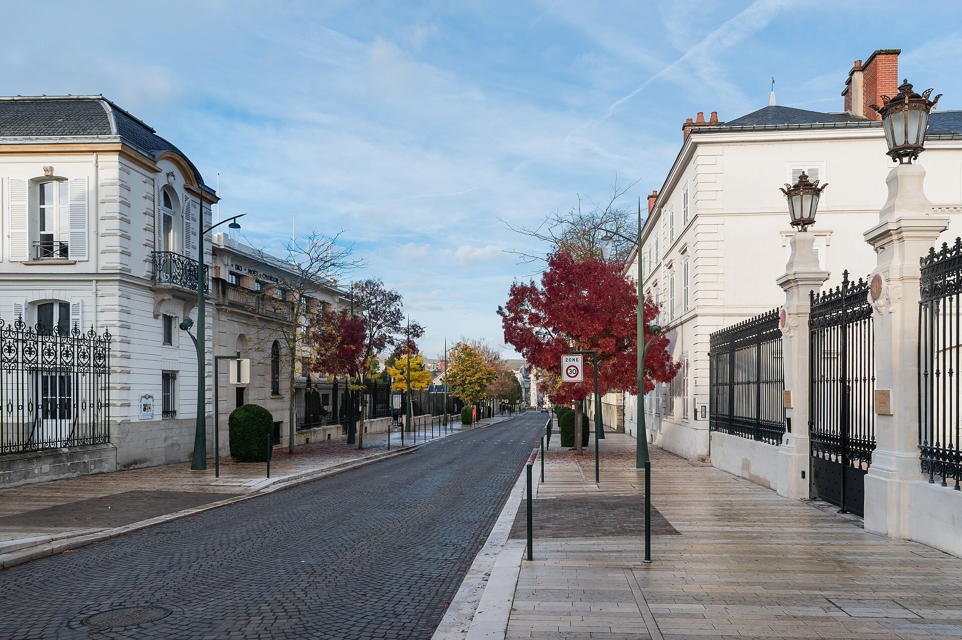 De Avenue de Champagne in Épernay met bomen en historische huizen